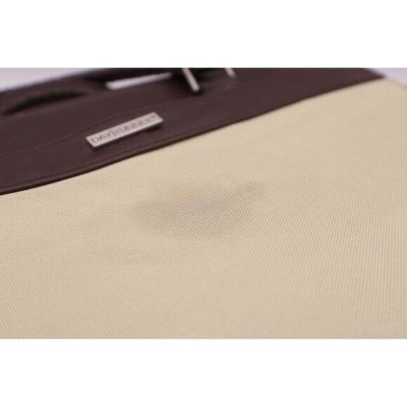 Day Runner Briefcase Planner Organizer Leather Canvas Zipper Handle Brown Green - Picture 4 of 14